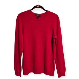 EUC RED 100% CASHMERE CREW NECK LONG SLEEVE VALENTINES SWEATER SZ M